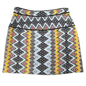 Tribal Print Colorful Pencil MINI SKIRT Ann Taylor LOFT Cotton Spandex Lined 10
